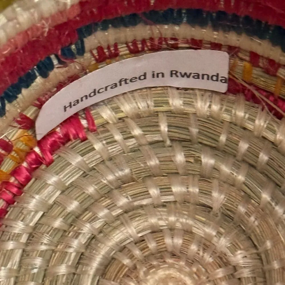 Colorful Woven Basket with Lid